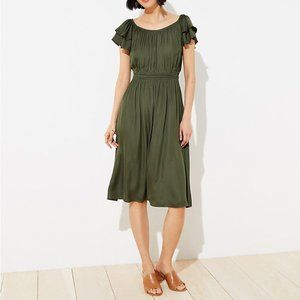 NWT - LOFT - Smocked Flutter Midi Dress